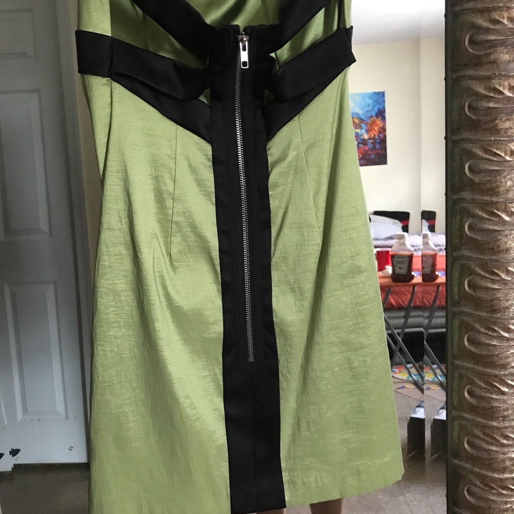 Strapless green and black dress